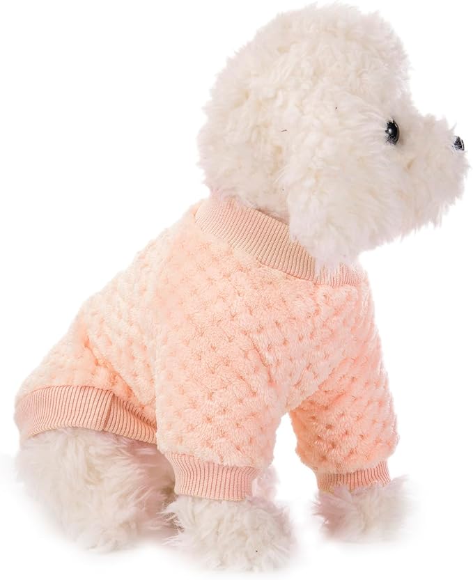 POMIU Dog Sweater, Dog Sweaters for Small Medium Dogs or Cat, Warm Soft Flannel Pet Clothes for Dogs Girl or Boy, Dog Shirt Coat Jacket (Peach+Purple+Rose, X-Large)