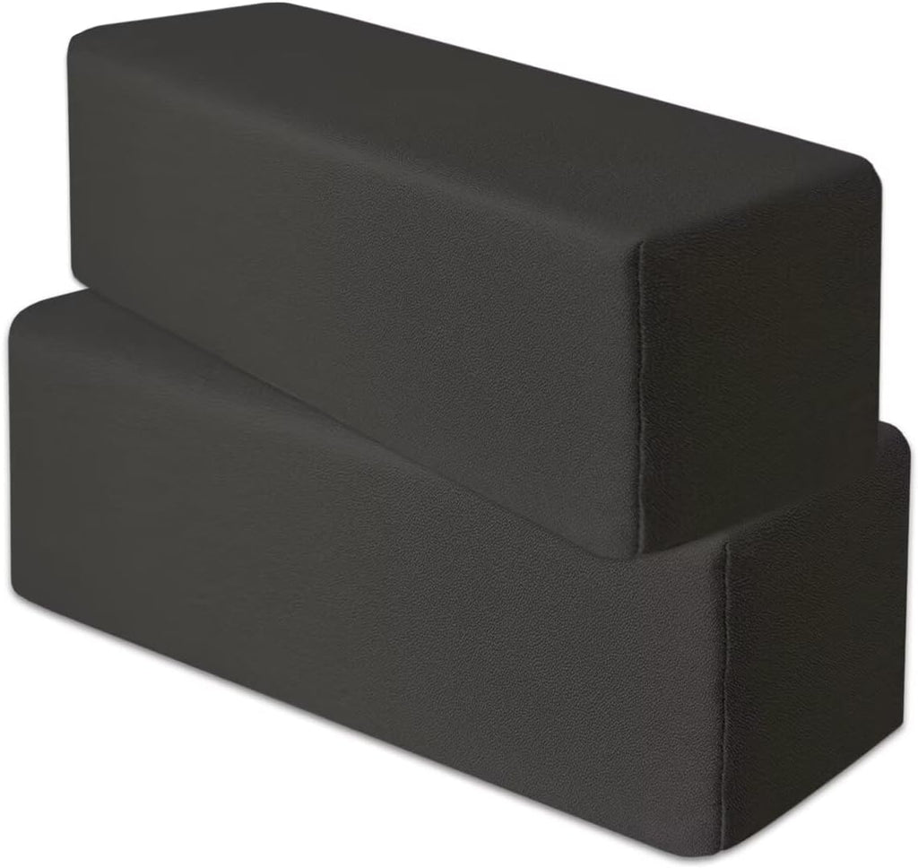 2 Pack Couch Arm Rest Pillow, Leatharie Waterproof Cover, High Density Foam Armrest Cushion, Headboard Cushion Elbow Support for Sofa Bed and Armchair,Black,8x8x20in