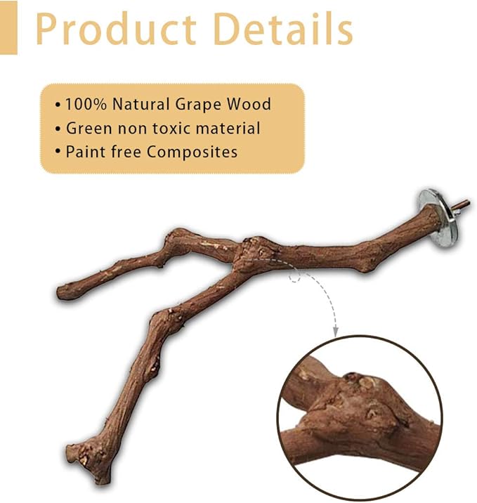 PINVNBY Bird Perches for Cage,3Pcs Parrot Perches Natural Grape Wood Birdcage Stands Pole 4Pcs Birds Toys Ball for Parakeet Lovebirds Budgies Cockatiels Finches