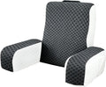 Bed Reading Pillow Back Support with Arms, Removable Pillowcase for Book Working Gaming Resting Watching TV, Gray White/22in