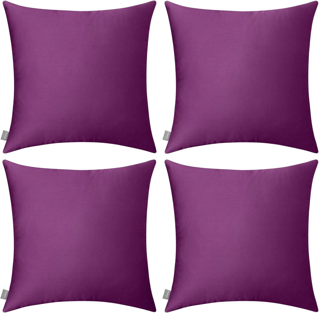 4-Pack 100% Cotton Comfortable Solid Decorative Throw Pillow Case,Thmyo Square Cushion Cover Pillowcase Sublimation Blank Pillow Covers DIY Throw Pillowcase(20x20 inch/ 50x50cm,Dark Reddish Purple)