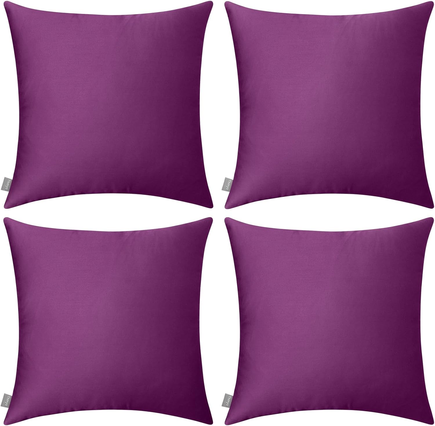 4-Pack 100% Cotton Comfortable Solid Decorative Throw Pillow Case,Thmyo Square Cushion Cover Pillowcase Sublimation Blank Pillow Covers DIY Throw Pillowcase(20x20 inch/ 50x50cm,Dark Reddish Purple)