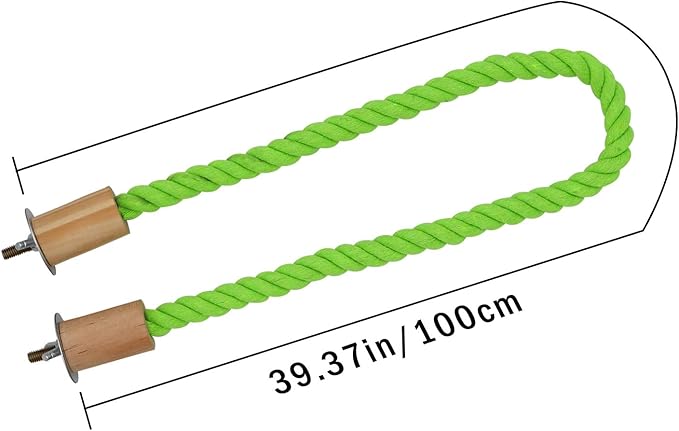 2 Pack Bird Rope Swing Chewing Toy, Hemp Perch Swing, Cage Standing Climbing Pole Accessories for Parrots Budgie Parakeet Cockatiel Cockatoo (39.37 Inches/100 cm)