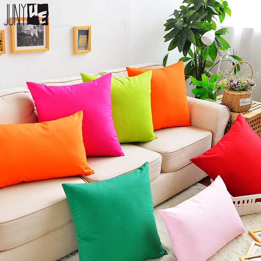 4-Pack 100% Cotton Comfortable Solid Decorative Throw Pillow Case,Thmyo Square Cushion Cover Pillowcase Sublimation Blank Pillow Covers DIY Throw Pillowcase for Sofa(18x18 inch/ 45x45cm,Bright Green)