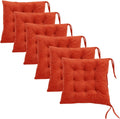 6 Pack Square Seat Cushion Chair Pads for Kitchen Dining Chairs, Soft Comfort Velvet Chair Mat Pillow Cushions with Ties for Office Desk Living Room Tatami 15.5", Orange