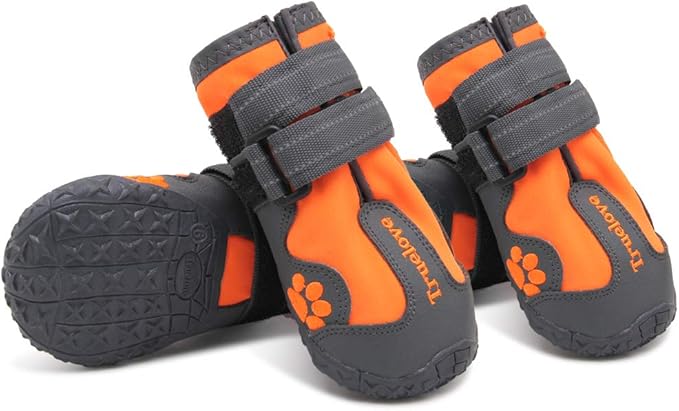 Truelove Dog Boots,Waterproof Pet Shoes with Reflective Straps for Paw Protectors Small Medium Large Dog Summer Winter Snow Outdoor Walking