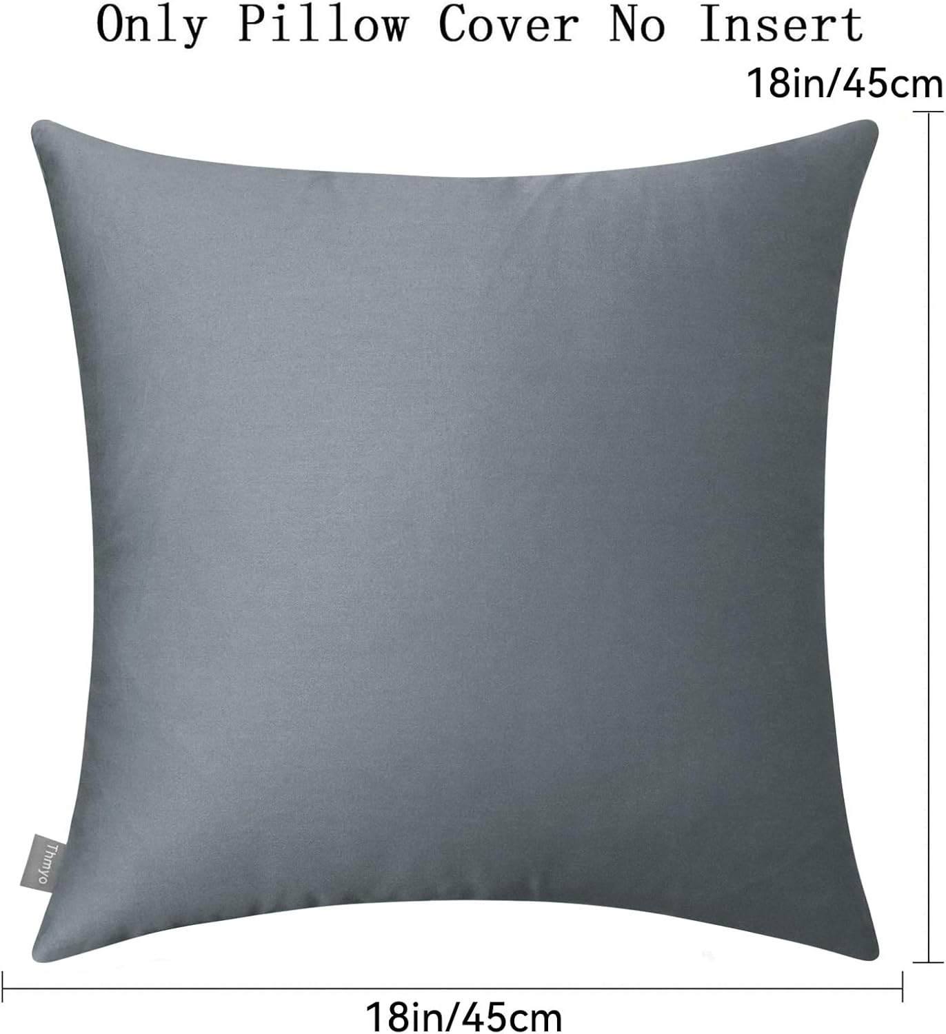 Thmyo 4-Pack 100% Cotton Comfortable Solid Decorative Throw Pillow Case Square Cushion Cover Pillowcase Sublimation Blank Pillow Covers DIY Throw Pillowcase for Sofa(18x18 inch/ 45x45cm,Dark Grey)