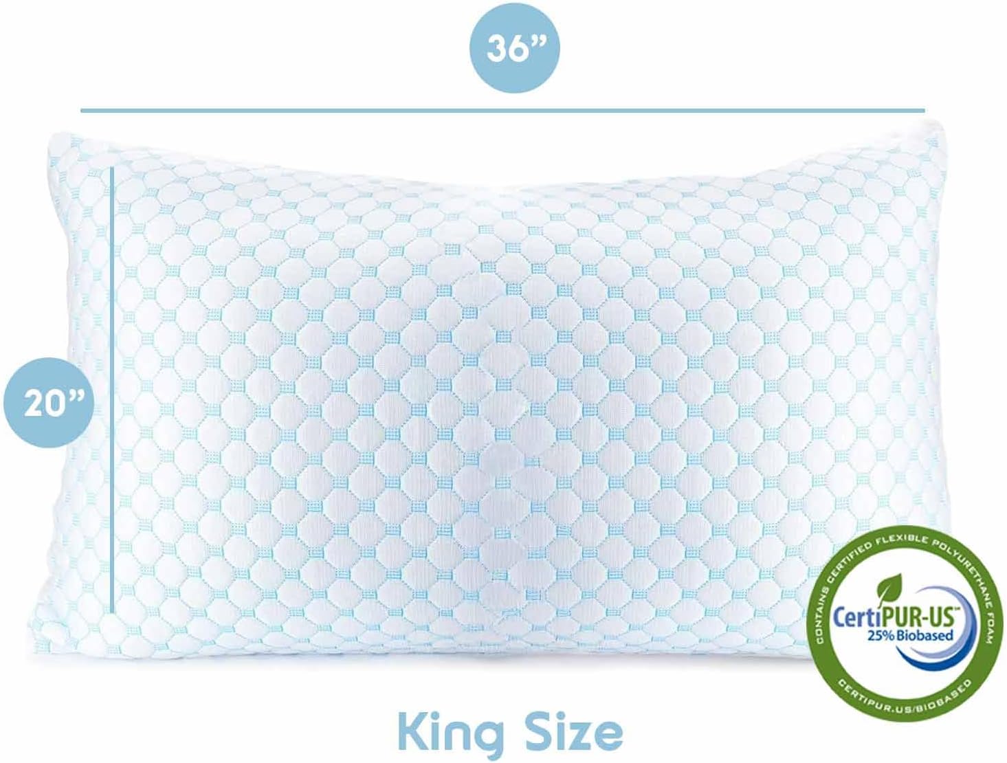 Nestl King Size Cooling Pillow for Sleeping 2 Pack, Luxury Shredded Memory Foam King Pillow Set of 2, Adjustable Cold Gel Pillows for Hot Sleepers Supportive Cool Pillow for Side Back Stomach Sleepers