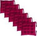 6 Pack Square Seat Cushion Chair Pads for Kitchen Dining Chairs, Soft Comfort Velvet Chair Mat Pillow Cushions with Ties for Office Desk Living Room Tatami 15.5", Burgundy Red