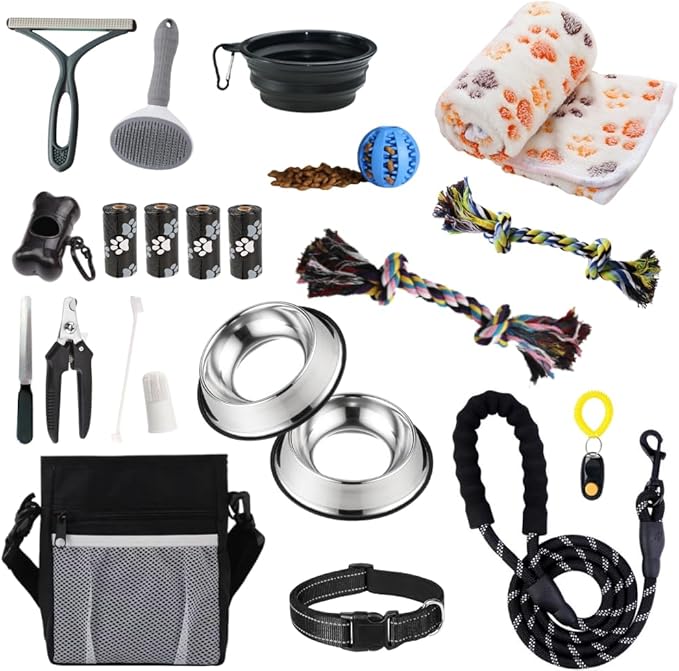 PupLuxe Puppy Starter Kit - Black 22 Piece Dog Training Kit | Great Puppy Gift for First Time & Experienced Owners | New Dog Bundle