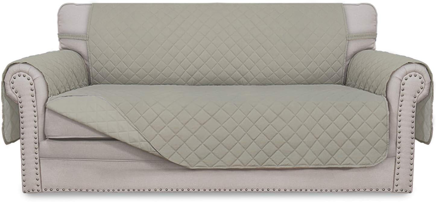 Easy-Going Sofa Slipcover Reversible Loveseat Sofa Cover Couch Cover for 2 Cushion Couch Furniture Protector with Elastic Straps for Pets Kids Dog Cat (Oversized Loveseat, Beige/Beige)