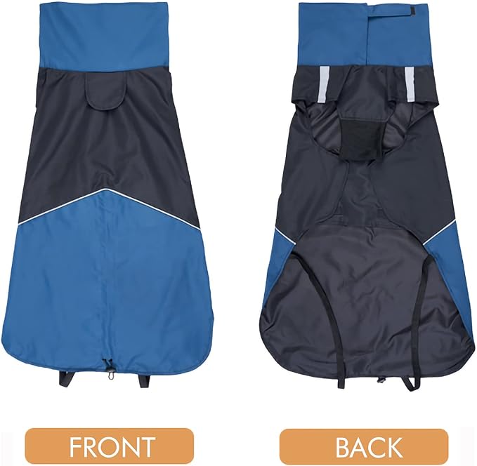 Windproof Dog Winter Jackets - Outdoor Coats for Cold Weather, Waterproof Raincoats with Leash Hole, Black, Blue, XS