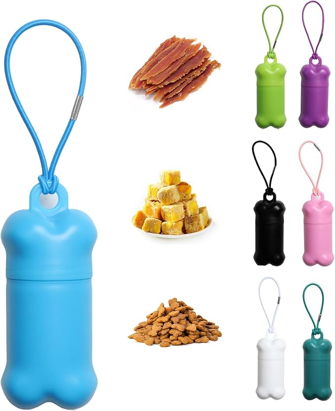 Portable Dog Treat Pouch for Pet Training, Mini Treat Holder Small Dog Treat Bag for Training and Walks, Bone-Shaped Treat Container -1 piece(Blue)