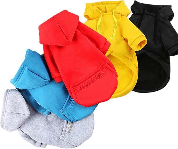 Jecikelon Winter Dog Hoodie Sweatshirts with Pockets Warm Clothes for Small Dogs Chihuahua Coat Puppy Custume Clothing (Large, Y02-Grey)