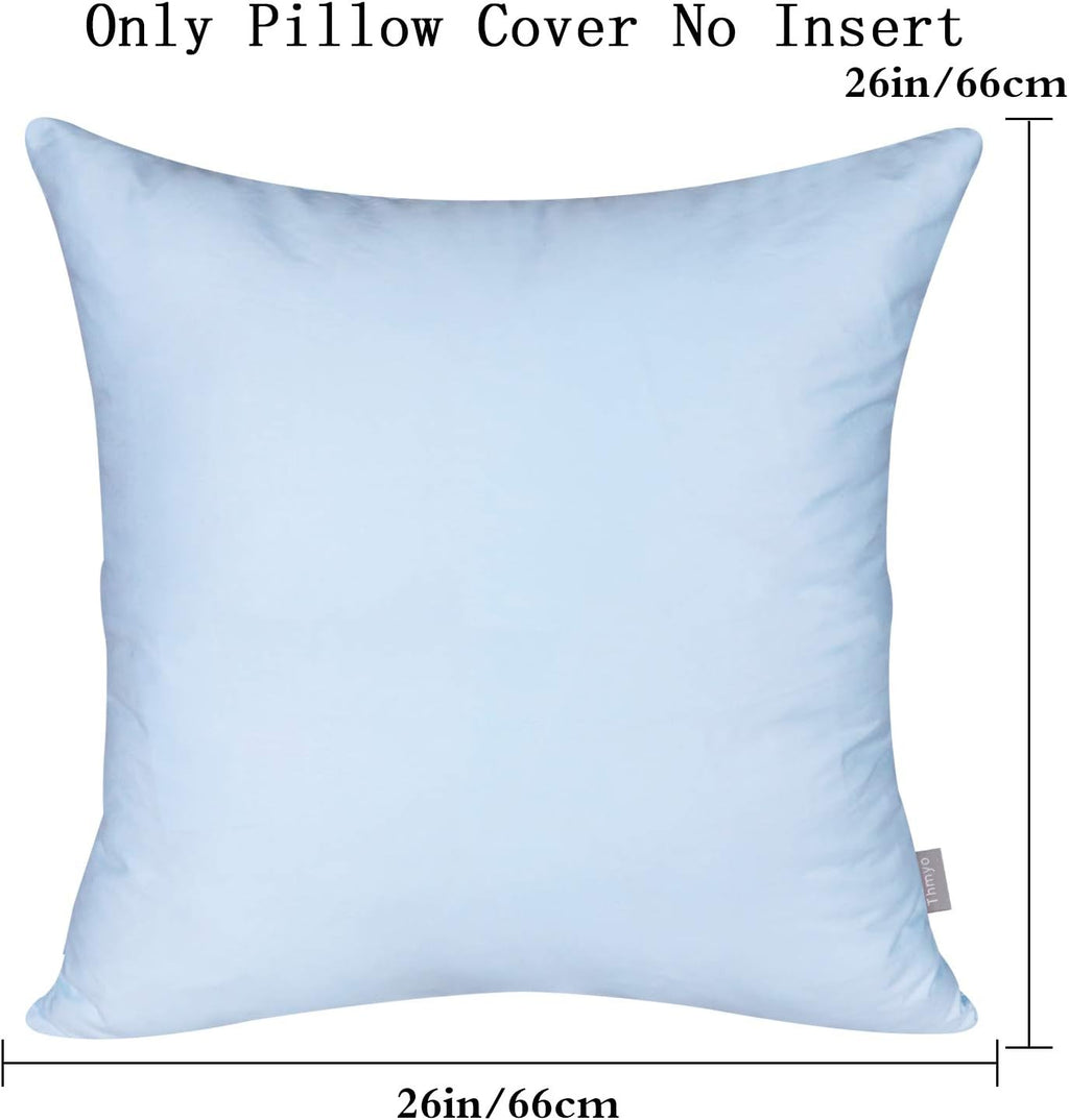 Thmyo 4-Pack 100% Cotton Comfortable Solid Decorative Throw Pillow Case, Square Cushion Cover Pillowcase Sublimation Blank Pillow Covers DIY Throw Pillowcase for Sofa(26x26 inch/ 66x66cm,Light Blue)