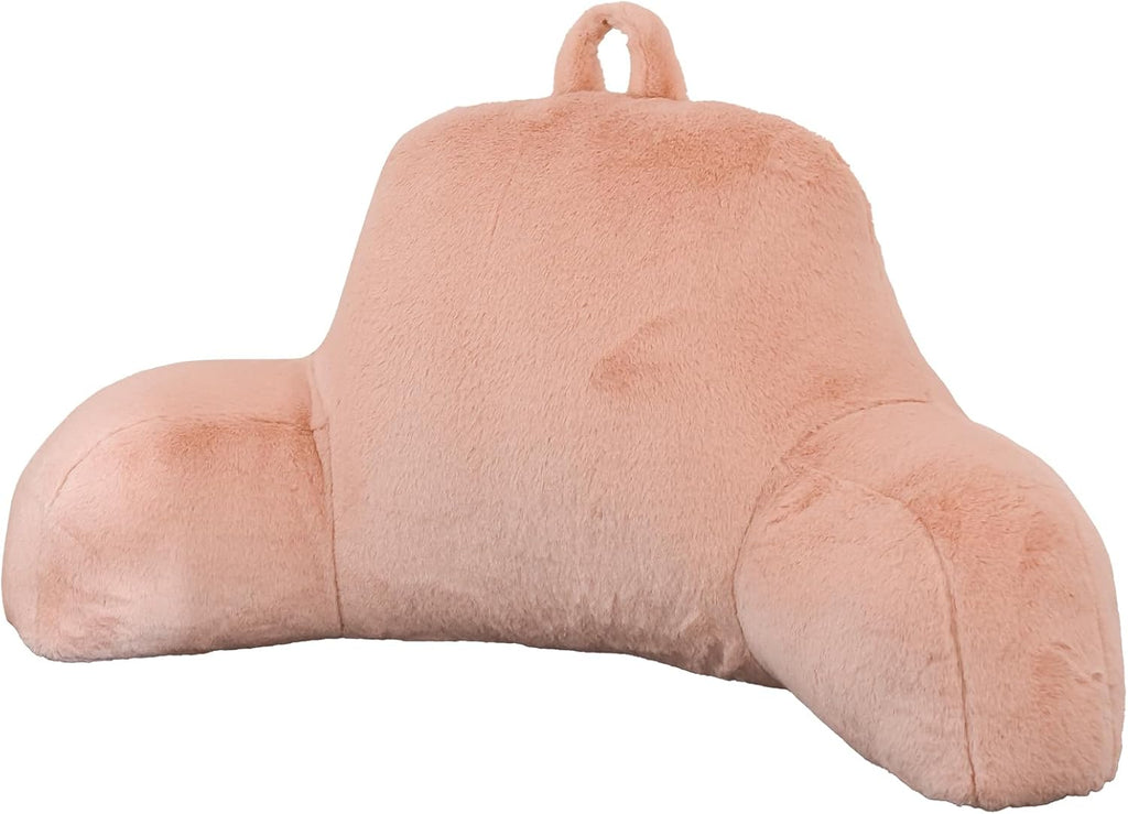 Aimuan Reading Pillow Bed Rest Pillow with Arms Rabbit Fur Back Pillow for Sitting up in Bed Adults Teens Incline Rest Sleeping Snoring with Pregnancy Lumbar Waist Support (Standard, Blush)