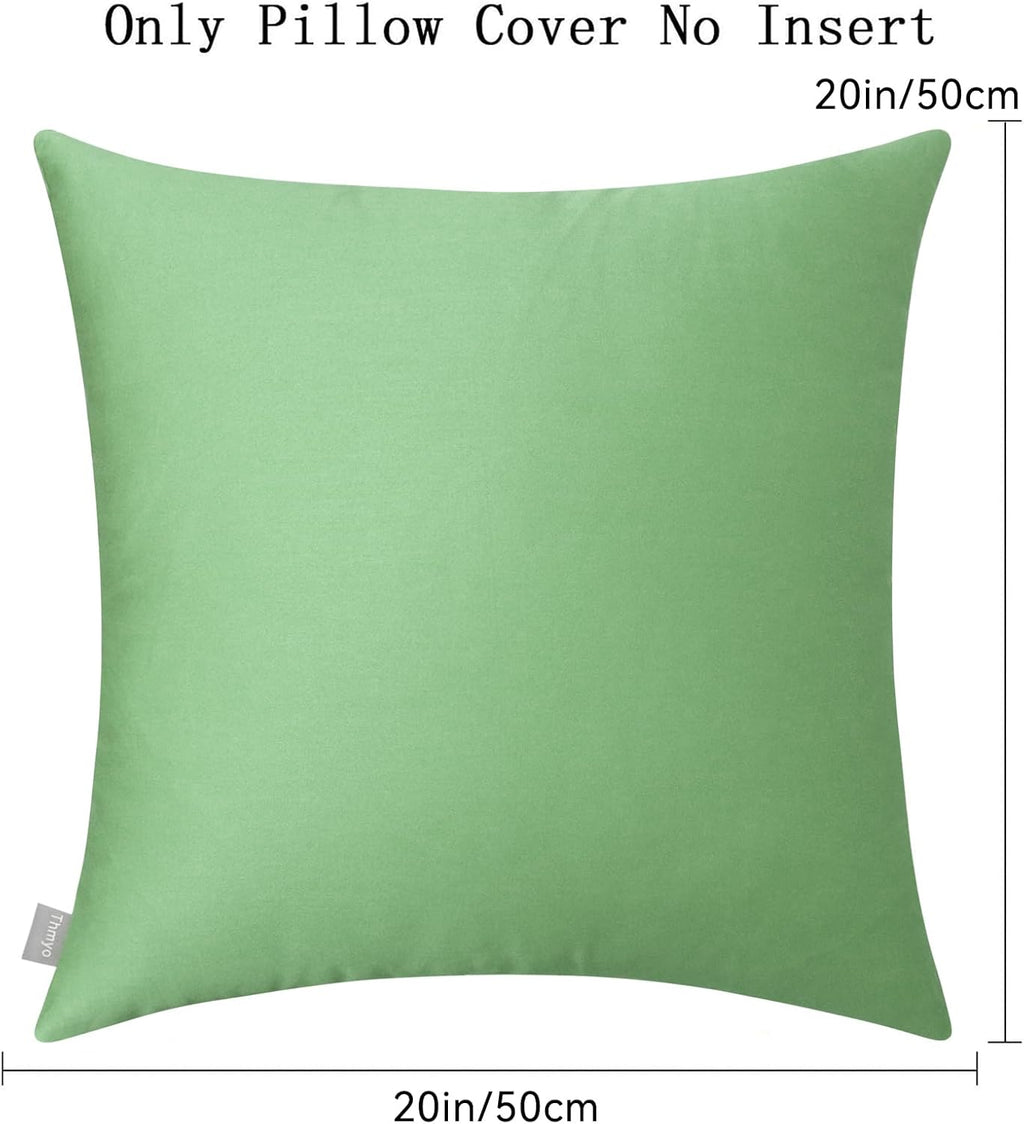 Thmyo 4-Pack 100% Cotton Comfortable Solid Decorative Throw Pillow Case, Square Cushion Cover Pillowcase Sublimation Blank Pillow Covers DIY Throw Pillowcase for Sofa(20x20 inch/ 50x50cm,Sage Green)