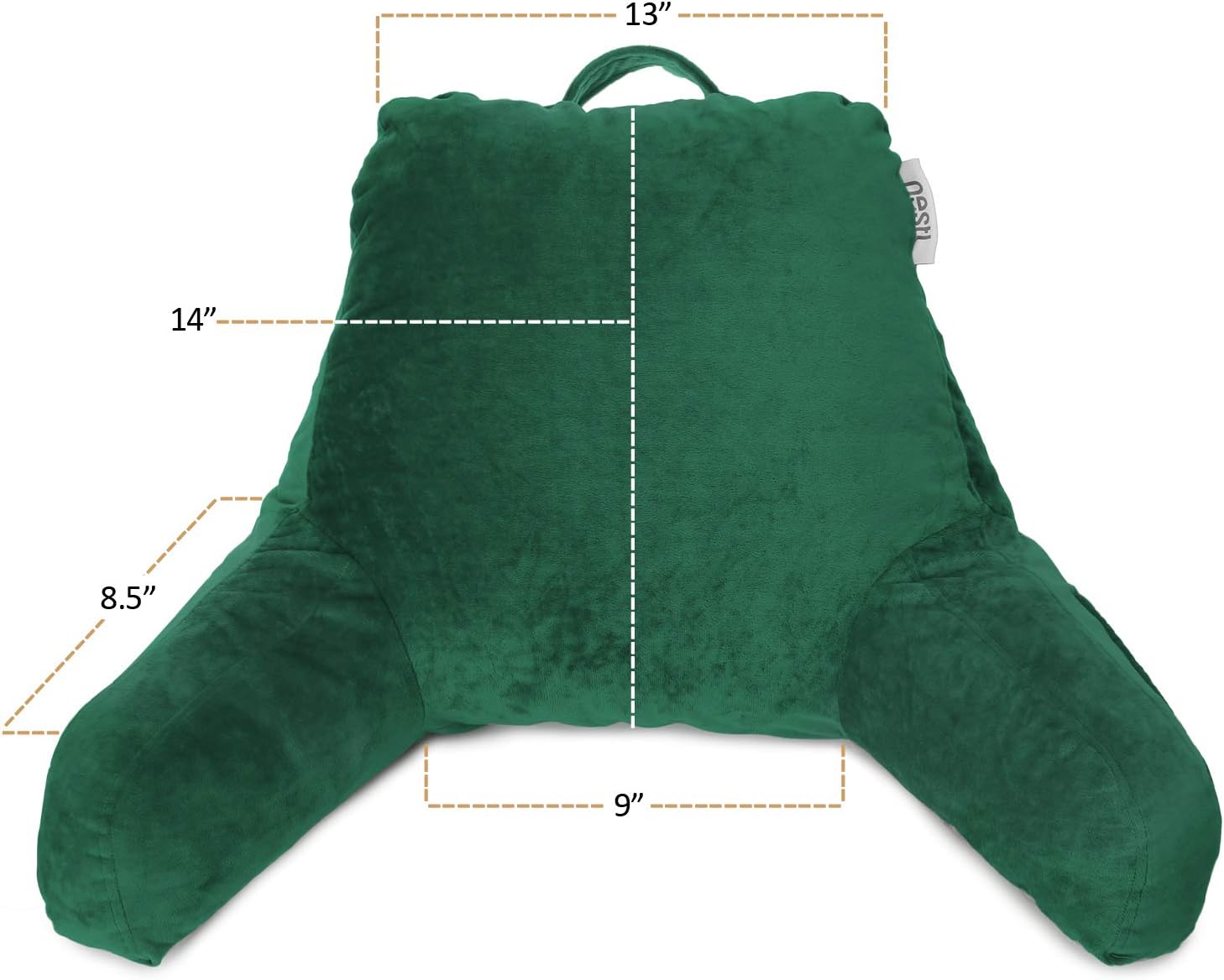 Nestl Reading Pillow for Kids & Teens with Shredded Memory Foam, Backrest Pillows for Reading, Watching, and Gaming, Use on The Couch, Bed, or Floor, Adjustable Support with Washable Cover Dark Green
