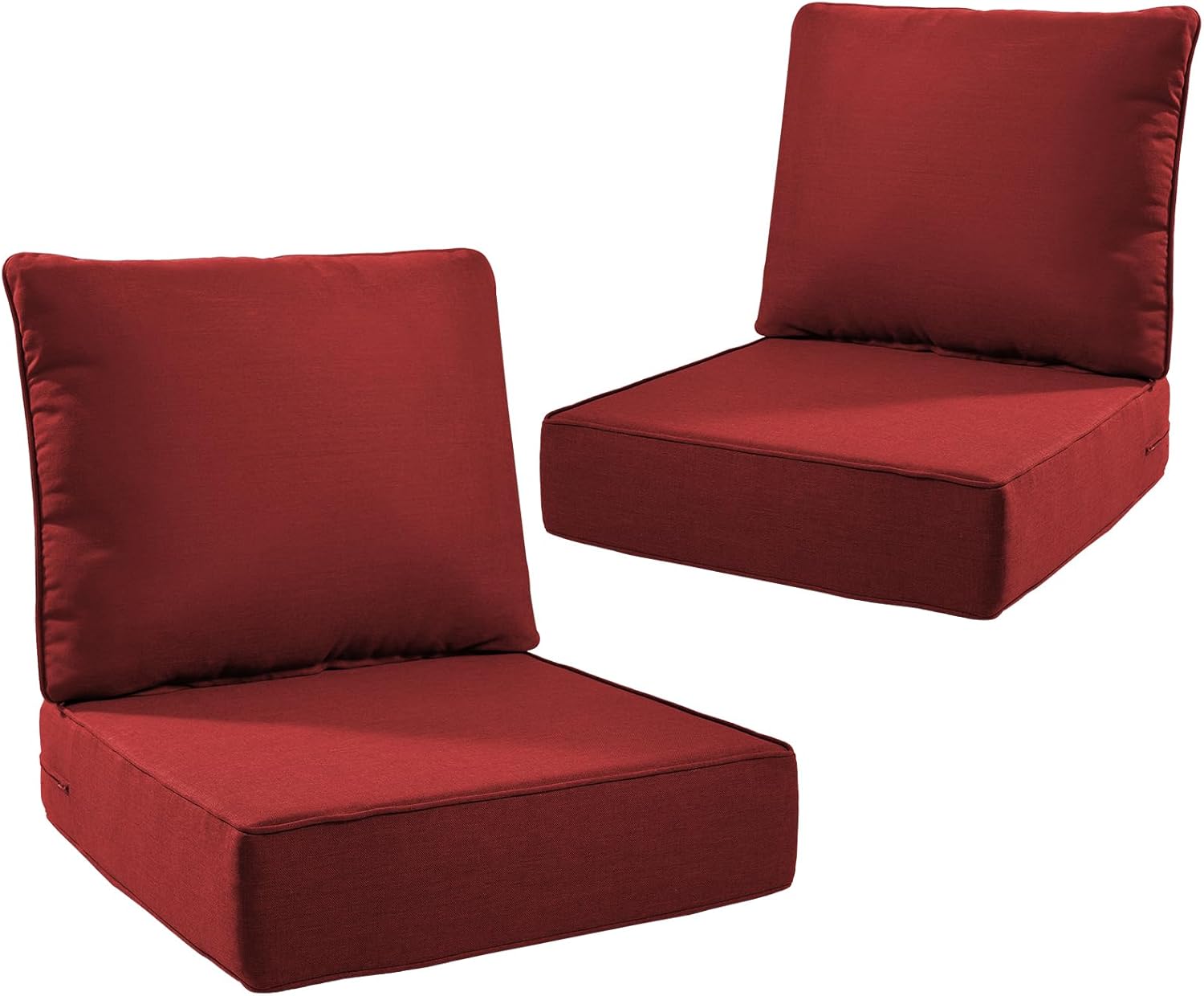 6" Thick Outdoor Cushions 24x24x6, 2-Set Deep Seat Patio Cushions with Removable Cover, Waterproof & Fade Resistant Replacement for Wicker Chair, Loveseat, Sofa - Red