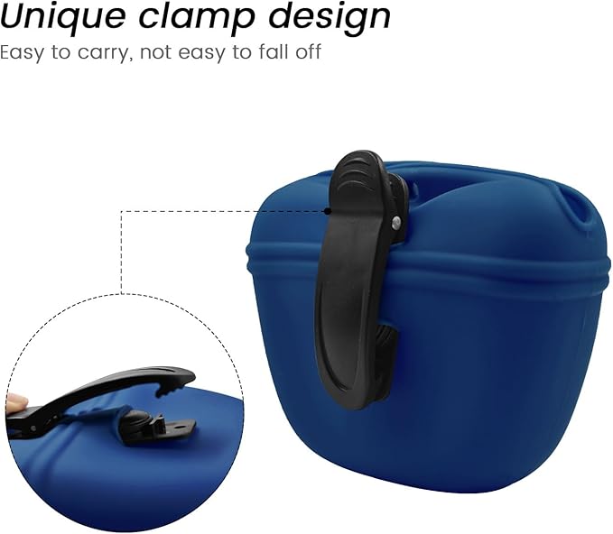 AUDWUD Silicone Dog Treat Pouch,Clip on Portable Training Container,Convenient Magnetic Buckle Closing and Waist Clip,No BPA