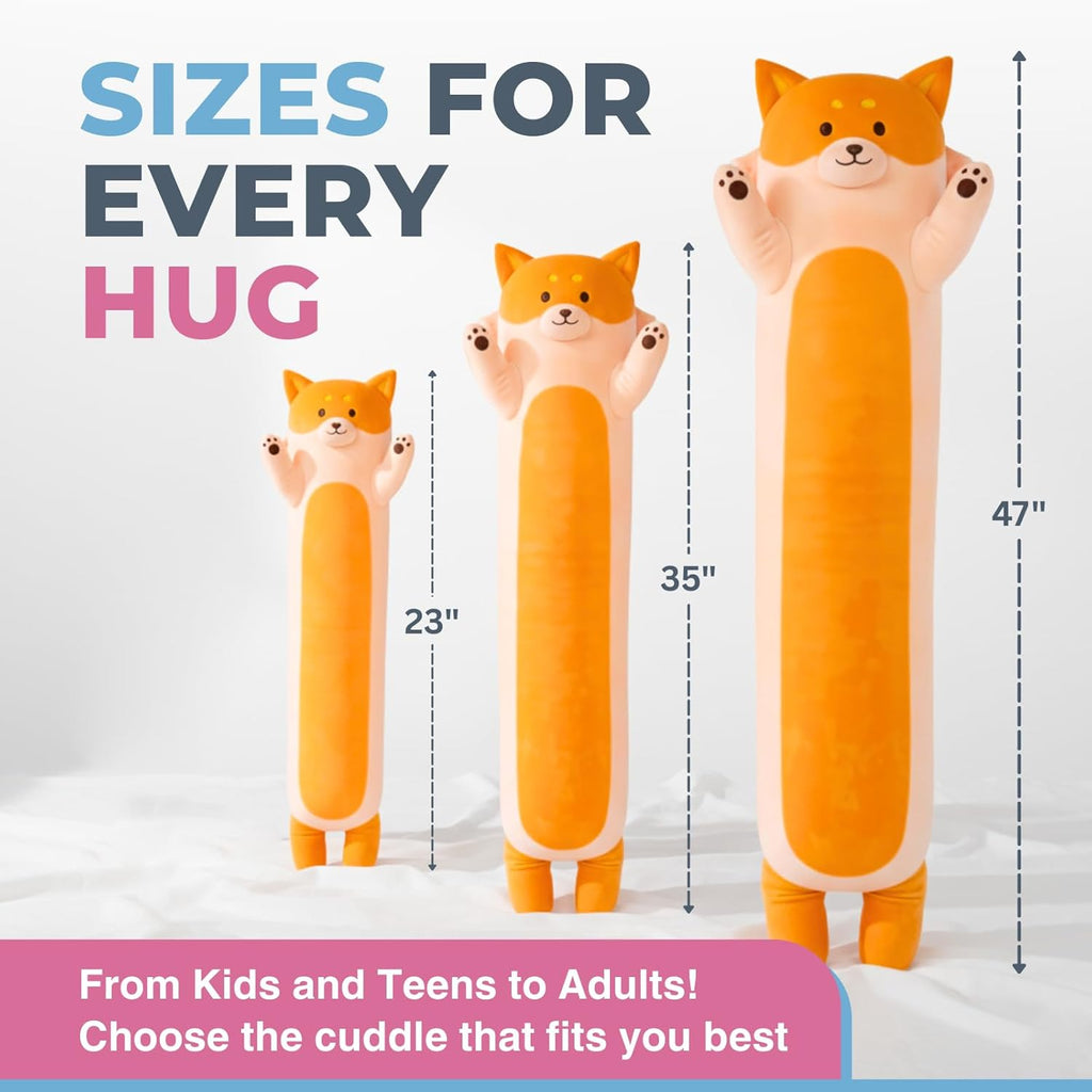 Fox Plush Body Pillow for Kids | Long Stuffed Animal Cuddle Pillow | Soft, Cute Hugging Toy | Plushie Gift for Girls & Boys | Long Plush Body Pillow for Sleep & Comfort | Small, 23 Inches