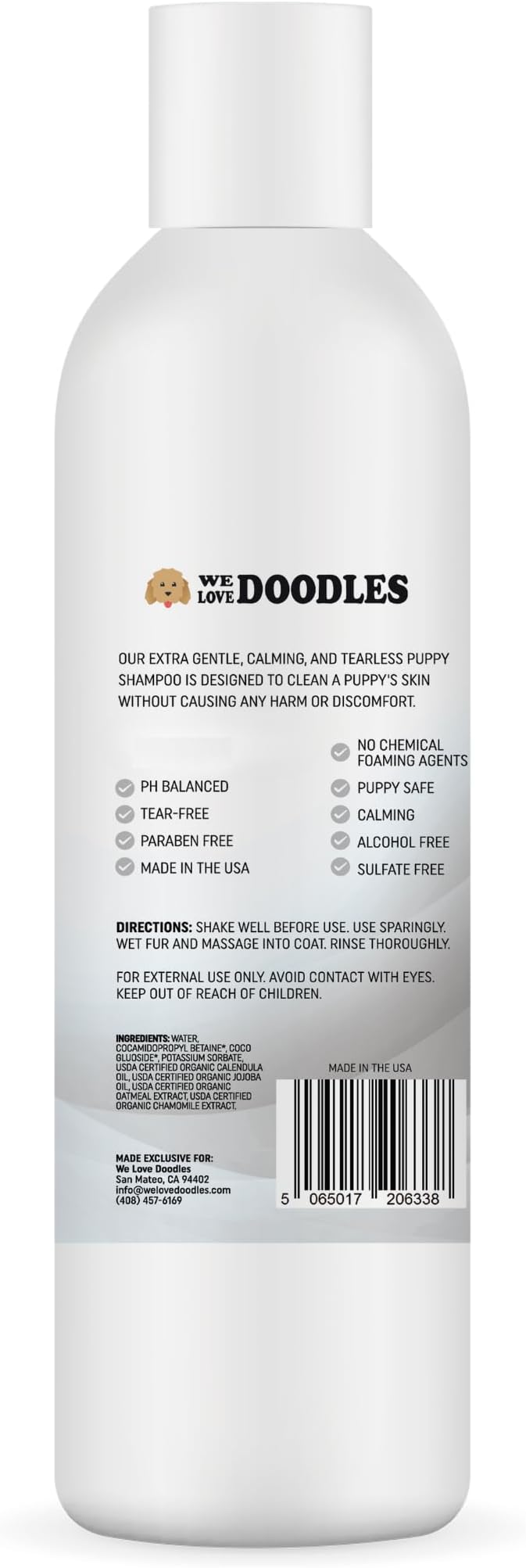 Puppy Shampoo & Conditioner | Made in USA | Tear Free | Best Shampoo for Puppies | Sensitive & Itchy Skin Wash | Oatmeal Bathing | Tearless, Unscented, 8oz [We Love Doodles]