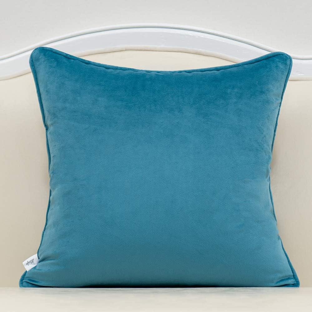 Alerfa 20 x 20 Inch Square Leaf Pillow Embroidery Cut Velvet Cushion Case Luxury Modern Lumbar Throw Pillow Cover Decorative Pillow for Couch Sofa Living Room Bedroom Car, Navy Blue