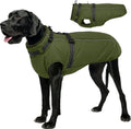 Lelepet Dog Coat for Large Dogs Waterproof Dog Jacket with Harness Built in Reflective Fleece Jacket with Zip Cold Weather Coats for Dogs Cozy Thermal Pet Snowsuit, Weimaraner, Army Green, XXL