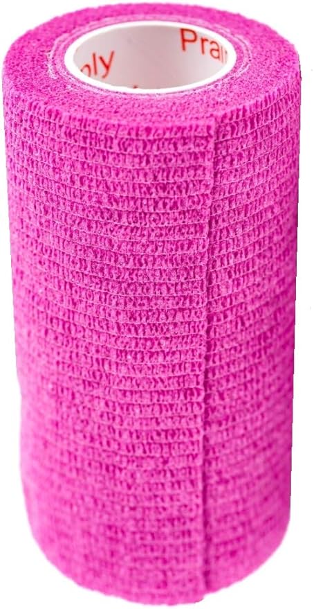 4 Inch Vet Wrap Tape Bulk (Fuchsia) (Pack of 6) Self Adhesive Adherent Adhering Flex Bandage Grip Roll for Dog Cat Pet Horse