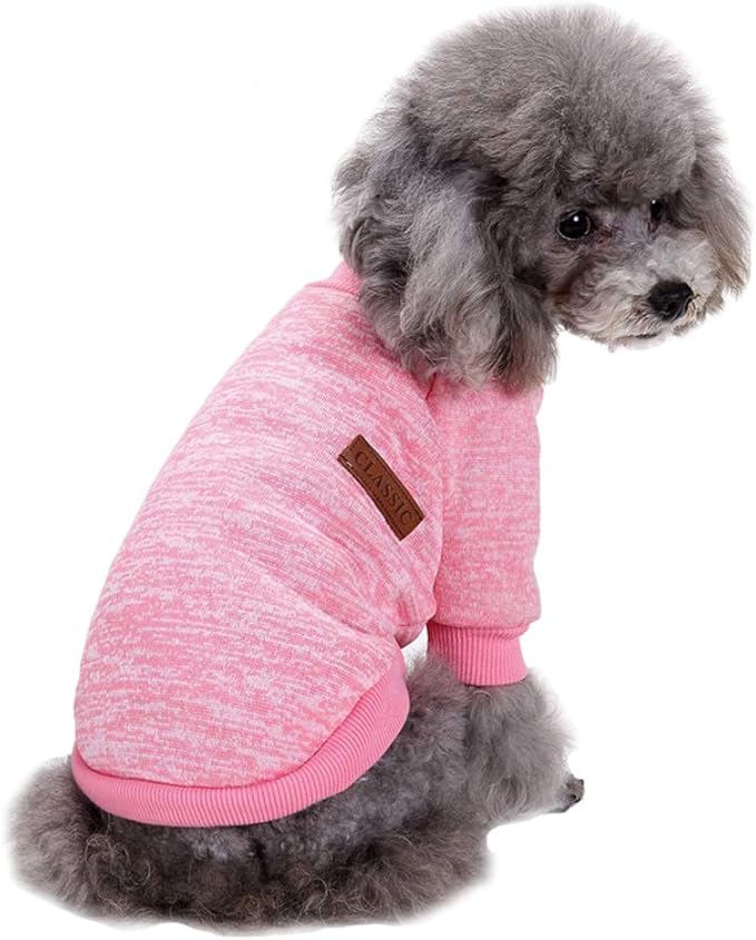 Jecikelon Dog Clothes Dogs Sweater Soft Puppies Clothing Winter Puppy Sweaters Warm Outfit for Dogs Small XXS XS Cat Apparel (Pink, M)