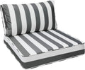 AAAAAcessories Outdoor Deep Seat Cushions, Waterproof, Fade-Resistant Patio Furniture Replacement Cushions, 23.5" x 25.5" x 5" + 23.5" x 13.5", Gray Cabana Stripe