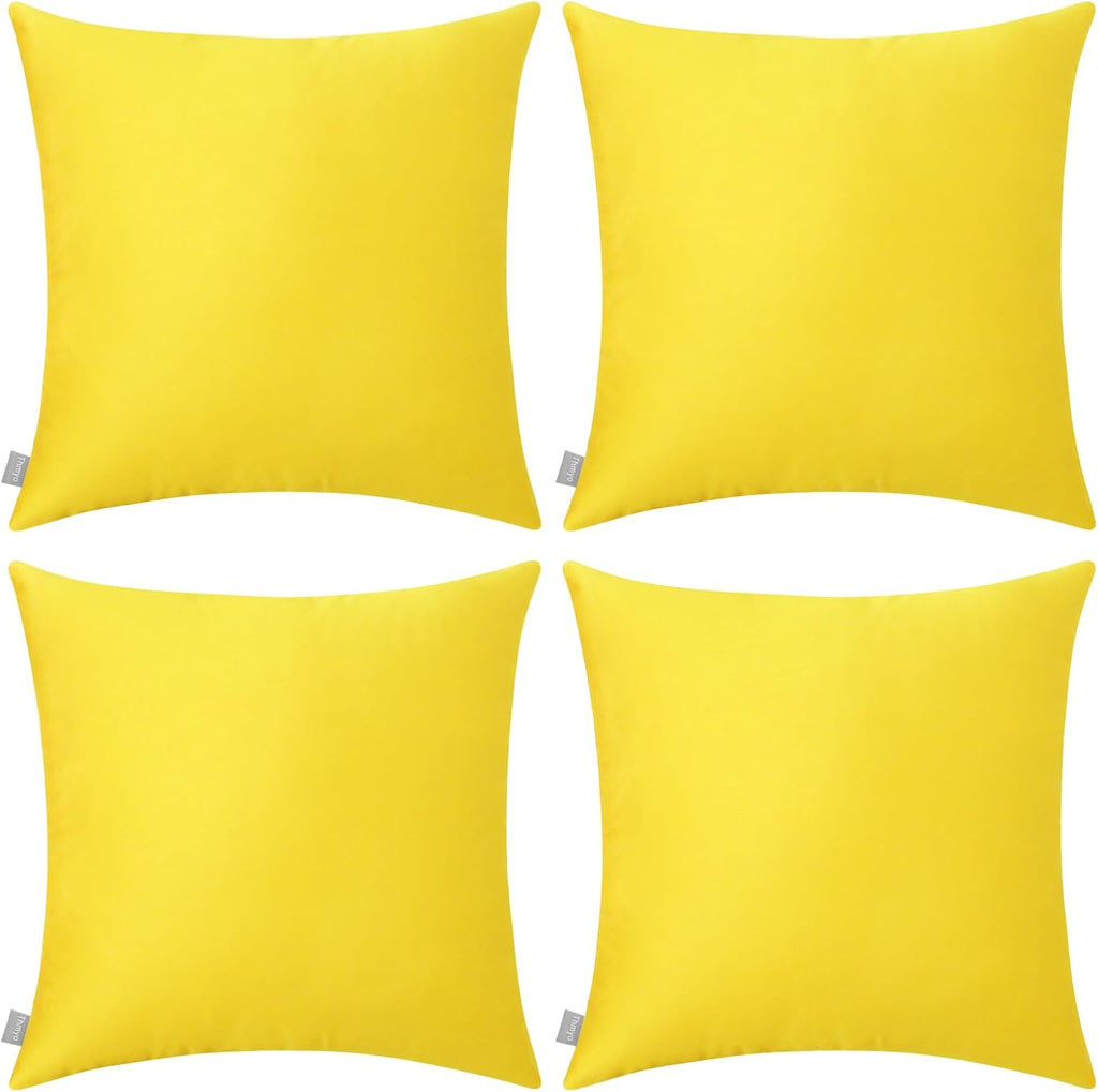 4-Pack 100% Cotton Comfortable Solid Decorative Throw Pillow Case,Thmyo Square Cushion Cover Pillowcase Sublimation Blank Pillow Covers DIY Throw Pillowcase for Sofa(18x18 inch/ 45x45cm,Lemon Yellow)