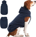 IECOii XL Dog Sweater & Pullover Hoodie for Large Dogs, Warm Fleece Layer with Hood for Cold Weather, Boys & Girls, Blue, Size XL