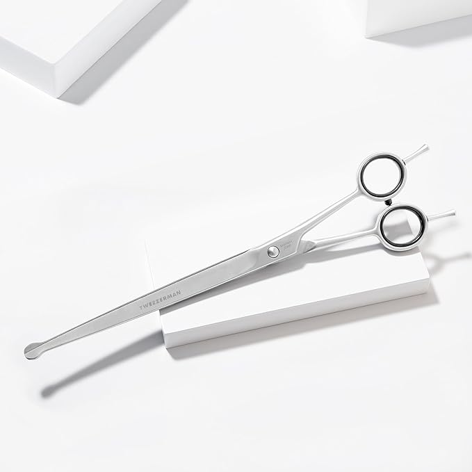 Tweezerman 9" Pet Grooming Scissors with Safety Round Tips, Professional Curved Grooming Shears for Medium to Large Dogs