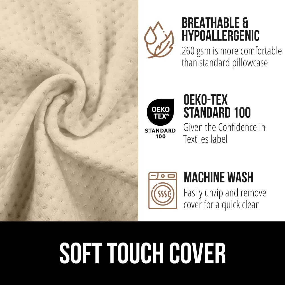 GORILLA GRIP Patent Pending Bed Wedge Pillow Headboard Gap Filler, US Designed, Comfortable Supportive High Density Foam Pillows, Stay in Place Gripping Dots, Wedges Between Mattress, Twin/XL Cream