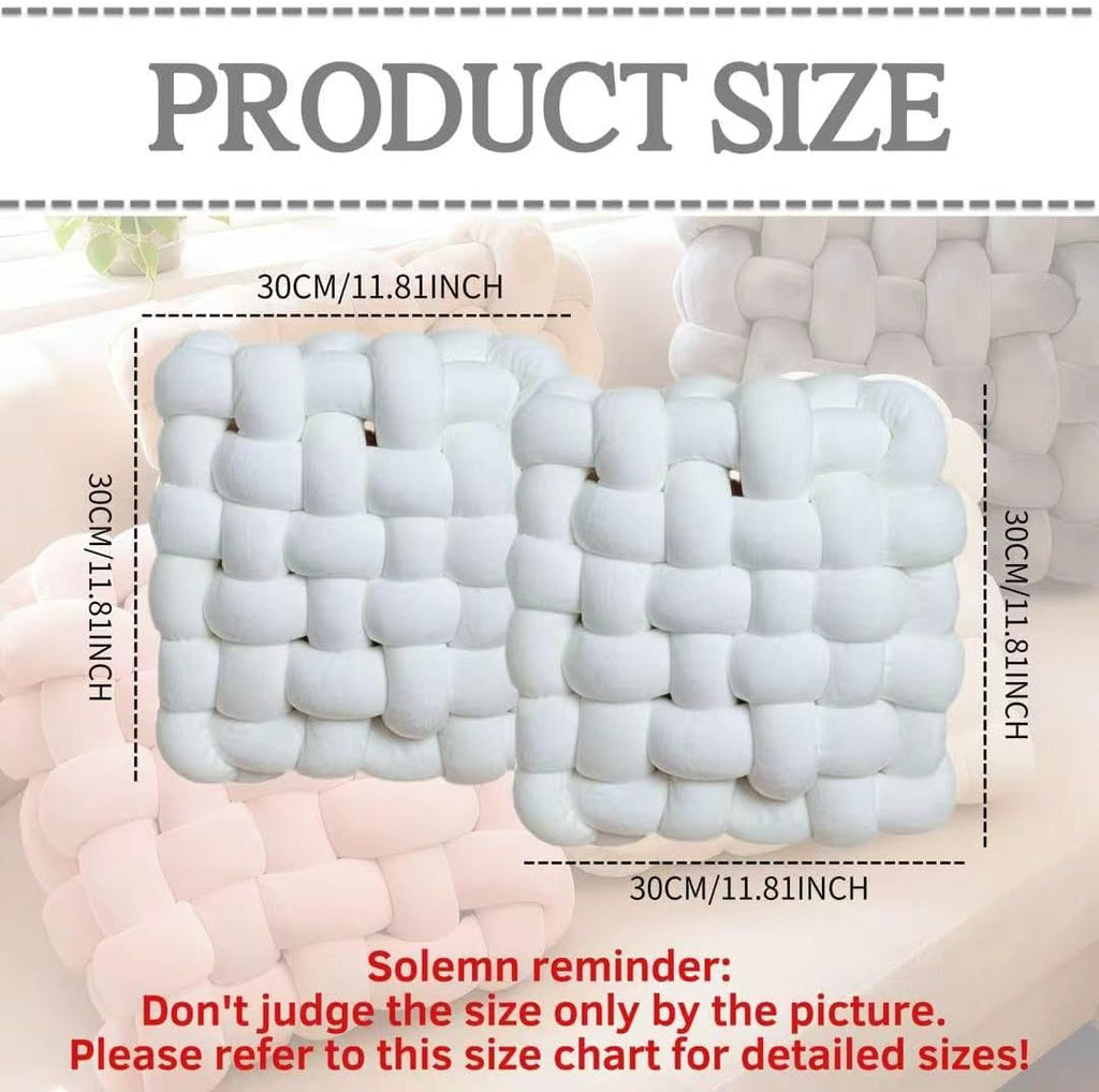 2Pcs Square Knot Throw Pillows, Suitable For Bedroom Decoration, Sofa Decorative Pillows, Home Decoration, Home Decor Living Room 12 inches * 13 inches (White)