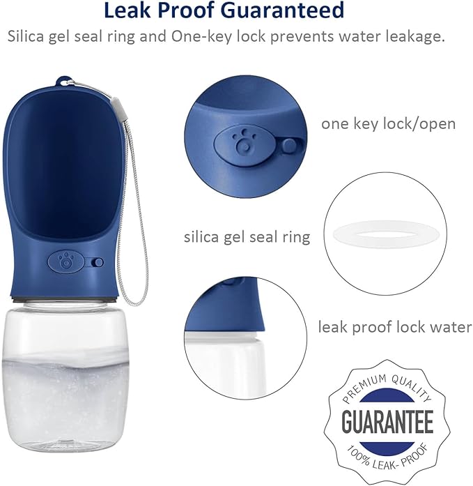 WePet Portable Dog Water Bottle, 19 OZ, Leak Proof Puppy Water Dispenser with Drinking Feeder for Pets Outdoor Walking, Hiking, Travel, Food Grade Plastic