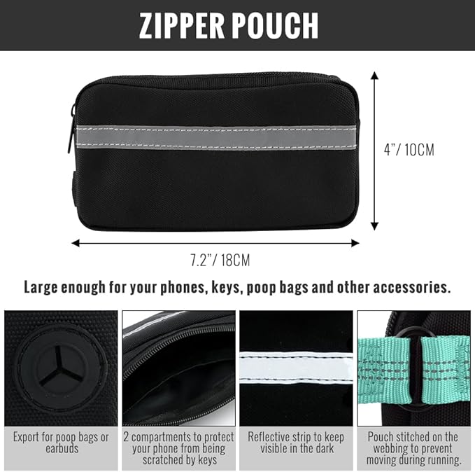 Plutus Pet Hands Free Dual Handle Retractable Bungee Leash with Reflective Stitches, Adjustable Waist Leash for Dog Walking Running Jogging, Medium Large Dogs