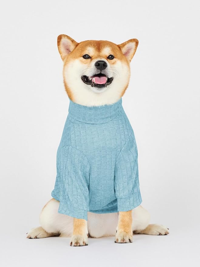 Dog Turtleneck Knitted Shirt Stretchy Pullover Sweater Winter Warm Puppy Clothes for Small Medium Dogs