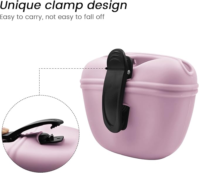 AUDWUD Silicone Dog Treat Pouch,With Dog Training Clicker,Clip on Portable Training Container,Convenient Magnetic Buckle Closing and Waist Clip
