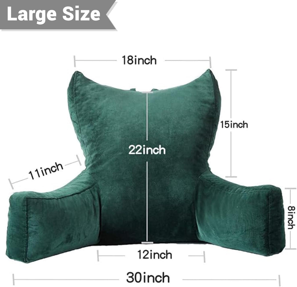 Neustern Reading Pillow for Sitting in Bed Adult, Back Pillow for Bed Shredded Memory Foam Chair Pillow with Arms and Pockets, Backrest and Support with Washable Cover for Watching TV/Gaming/Relaxing