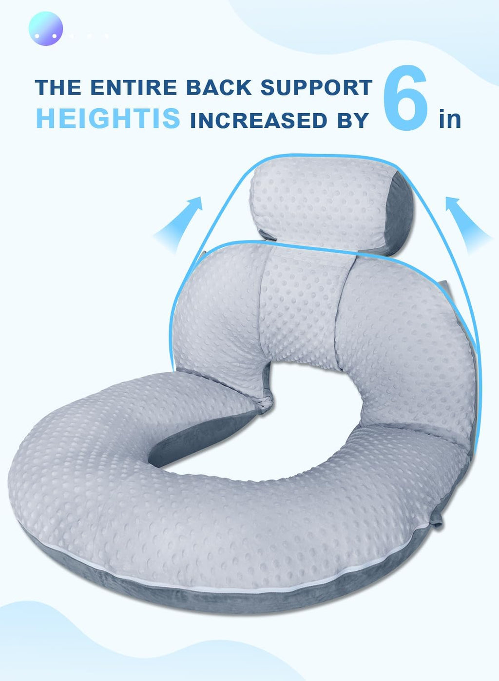 INSEN Reading Pillow, Back Pillow for Sitting in Bed and Couch, Gaming Pillow for Adults, Sit Up Support for Bed (Upgrade-Dot Velvet-Grey, Upgraded)