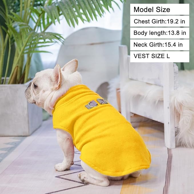 BEAUTYZOO Dog Fleece Vest Sweater Winter Jacket for Small and Medium Dogs with D-Ring Leash Cold Weather Coat Hoodie for XS S M Dogs Boy or Girls, Yellow M