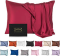 Mulberry Silk Pillowcase for Hair and Skin,King Size Cooling Silk Pillow Case with Hidden Zipper,Allergen Proof Dual Sides Soft Breathable Smooth Silk Pillow Cover for Women(King,Dark Red)