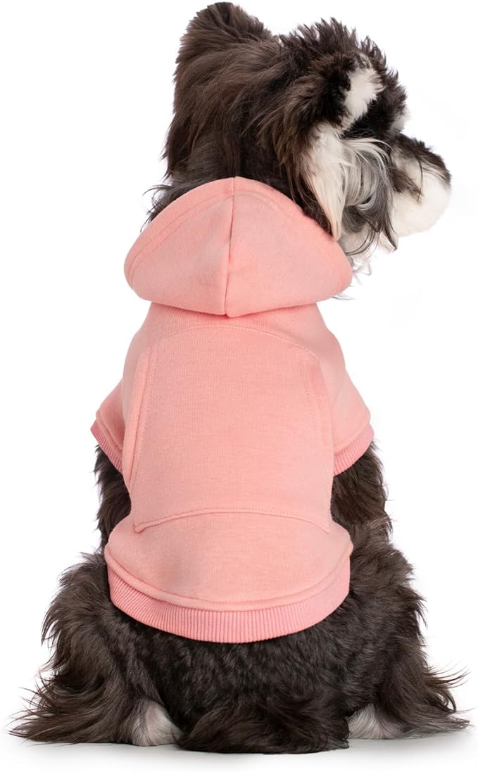Koneseve Dog Hoodie - Fleece Warm Sweater with Pocket, Soft Clothes for Daily Wear, Basic Hooded Sweatshirts, Winter Coat Clothing, Comfort Tee Shirt Fit for All Breeds Pet - Pink - XL