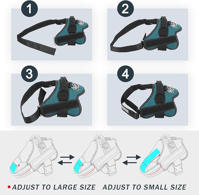 Bolux Dog Harness, No-Pull Reflective Dog Vest, Breathable Adjustable Pet Harness with Handle for Outdoor Walking - No More Pulling, Tugging or Choking (Turquoise, L)