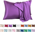 Mulberry Silk Pillowcase for Hair and Skin,Standard Size Cooling Silk Pillow Case with Hidden Zipper,Allergen Proof Dual Sides Soft Breathable Smooth Silk Pillow Cover for Women(Standard,Purple)