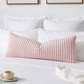 Kevin Textile Soft Plush 14x36 Inch Long Lumbar Pillow Cover 1 Pack, Luxury Fluffy Faux Fur Striped Flannel Rectangle Body Cushion Case for Girls Gift Couch Sofa Chair Bed Home Decor, Light Pink