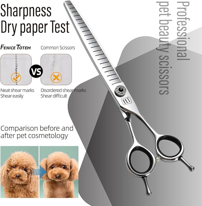 Dog Grooming Scissors: 7 inch Pet Fluffy Shears Made Of Japanese 440C Advanced Stainless Steel Professional Grooming Scissors for Dogs Cats and Other Pets