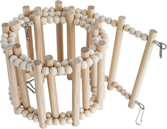 Bird Ladder Bridge, Wooden Pet Hamster Climbing & Swing Toys, Cage Accessories for Birds Rats Parrots Hamster Squirrel Sugar Gliders Parakeets Cockatiels - 20 Steps - 44.5 x 5.9 Inch